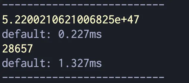 Screenshot of memoization performance results